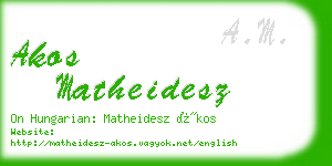akos matheidesz business card